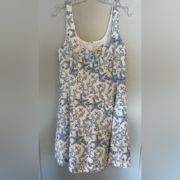 Avec Les Filles Blue White Print Fit & Flare Dress Square Neck Size 14 NWT - Picture 7 of 9